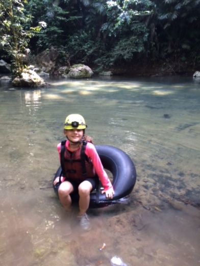 Avery all set to go cave tubing on an excursion from Caves Branch.